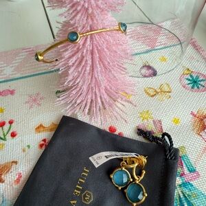 Julie Vos Gold Bracelet and Blue Earrings Set
